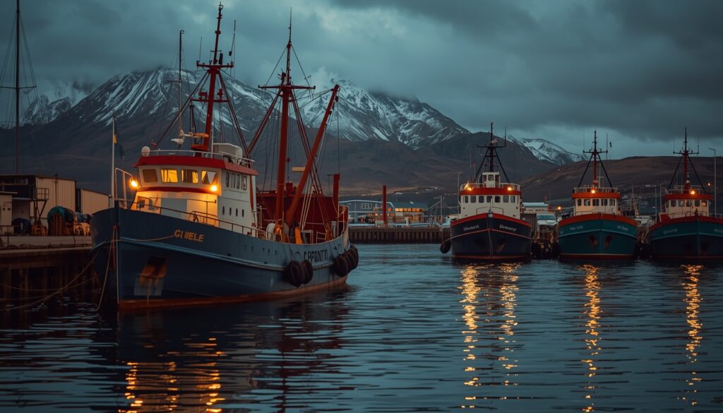 Vista del Puerto de Ushuaia con actividad portuaria en 2026