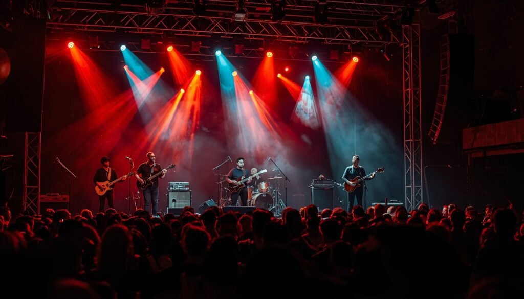 Banda tocando en vivo durante un recital en Argentina