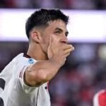 Jugador de River celebrando un gol ante Belgrano en el Monumental
