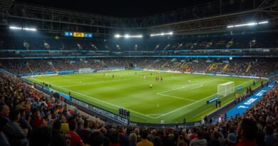 Jugadores de Rosario Central e Independiente del Valle disputan el balón