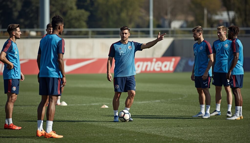 Carlos Tevez dirigiendo un entrenamiento de Talleres