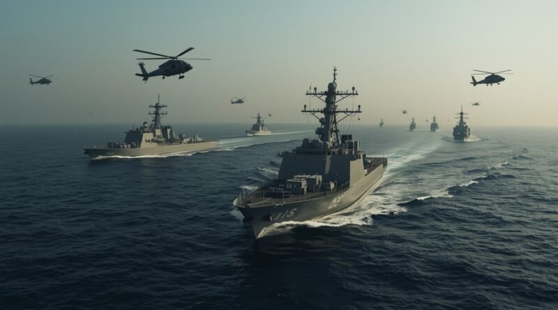 Buques militares en el estrecho de Ormuz durante tensión entre EE.UU. e Irán