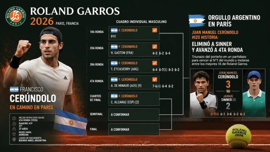 Los hermanos Cerúndolo avanzan en Roland Garros 2026