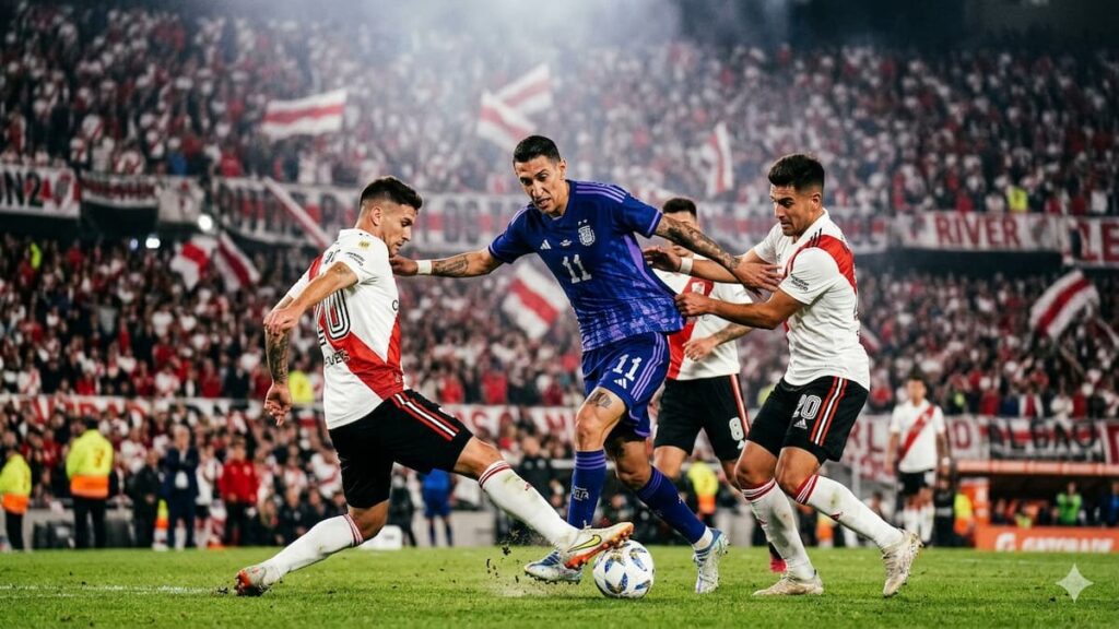 Ángel Di María enfrentó a River en una semifinal cargada de tensión
