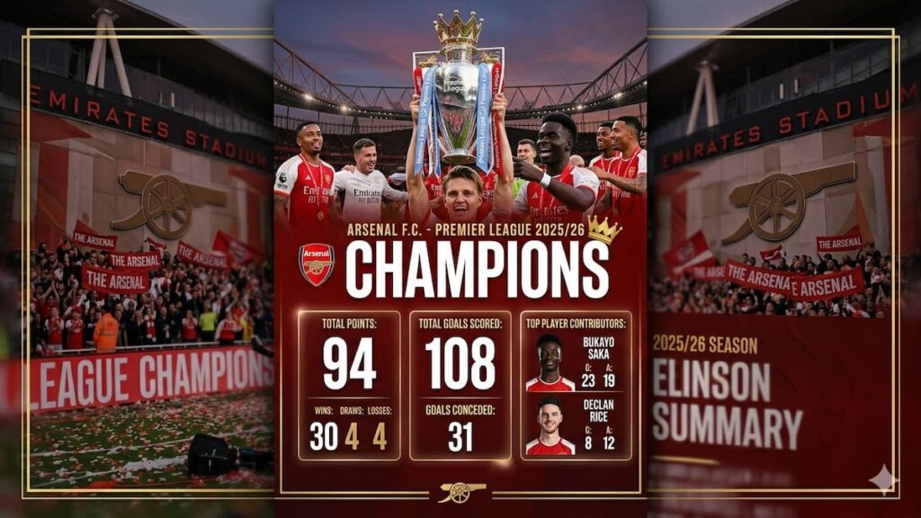 Estadísticas del Arsenal campeón de la Premier League 2025/26