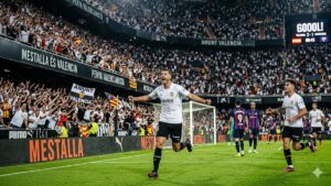 Guido Rodríguez marcó un golazo en la victoria de Valencia sobre Barcelona