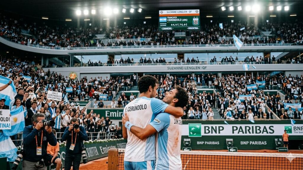 Francisco y Juan Manuel Cerúndolo protagonizaron un día histórico en Roland Garros