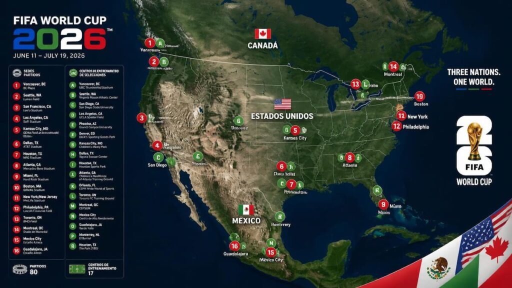 Las sedes y campamentos del Mundial 2026