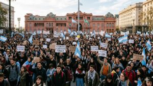 Miles de personas en Plaza de Mayo durante la Marcha Federal Universitaria 2026