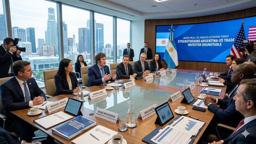 Javier Milei reunido con empresarios e inversores internacionales