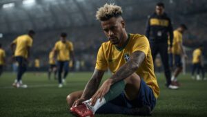 Neymar preocupado durante un entrenamiento de Brasil antes del Mundial 2026