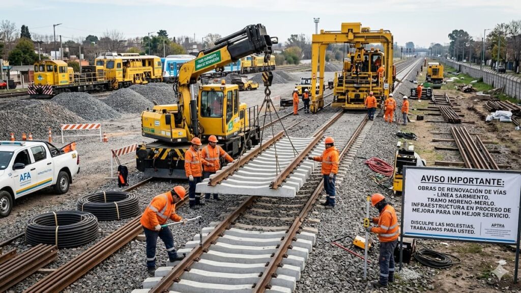 Obras ferroviarias sobre las vías del Tren Sarmiento