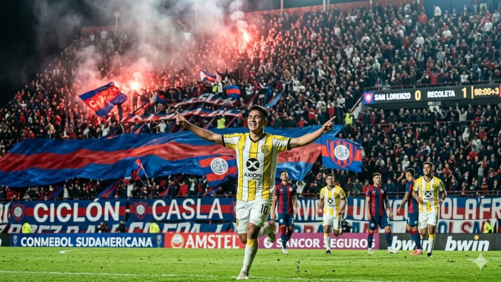 Deportivo Recoleta celebra el gol ante San Lorenzo