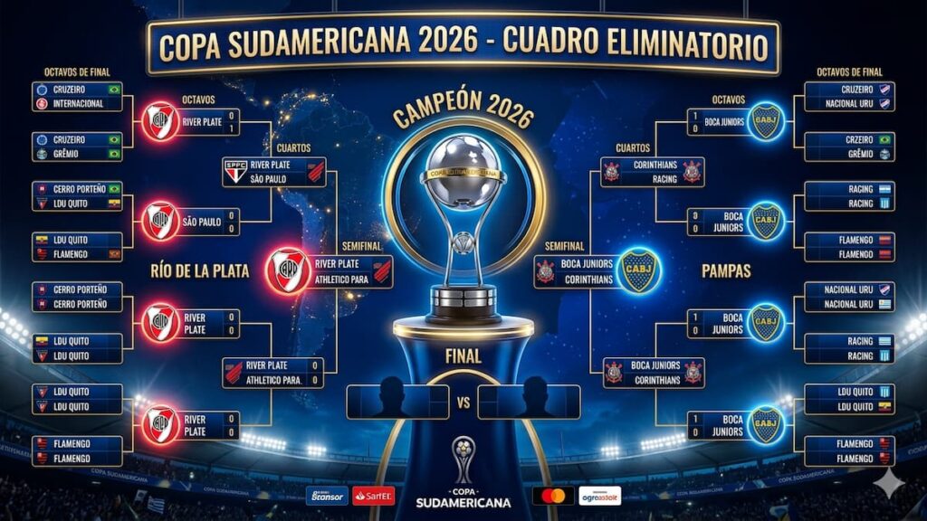 Así quedaron los cruces de la Sudamericana 2026: Boca, River y la posibilidad de un Superclásico histórico