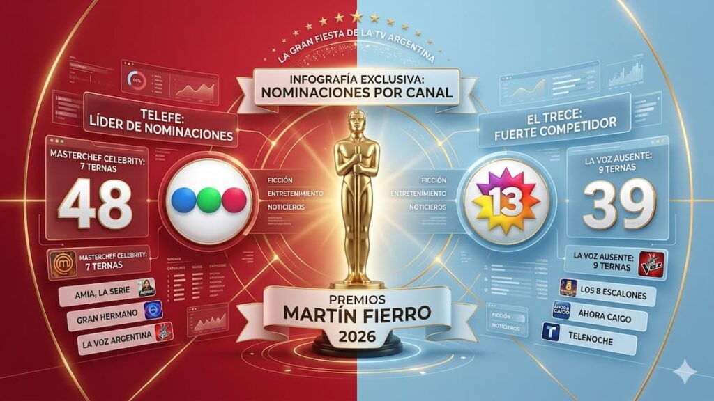 Telefe lidera las nominaciones a los Martín Fierro 2026