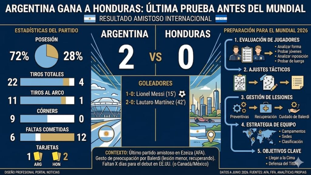 Resultado y estadísticas de Argentina contra Honduras