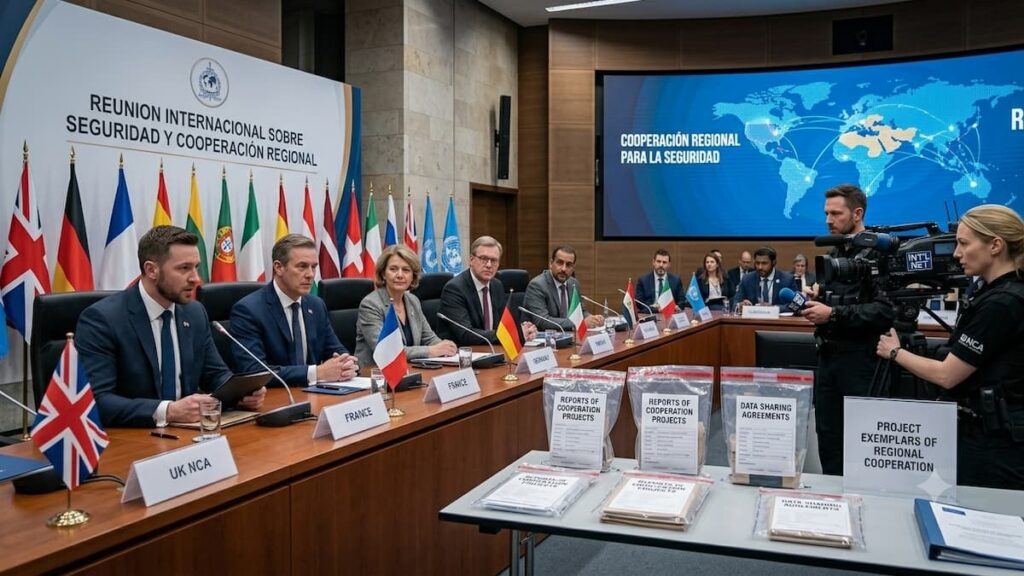 Representantes participan de una reunión de seguridad regional