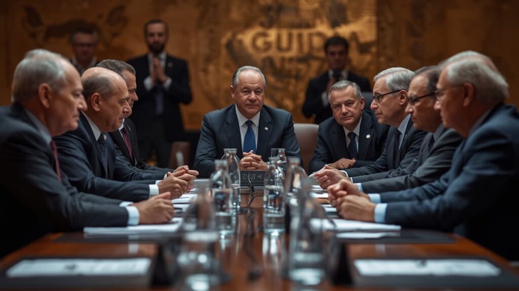 Líderes mundiales durante una reunión internacional
