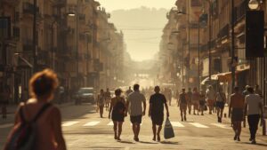 Personas soportan una intensa ola de calor en España.