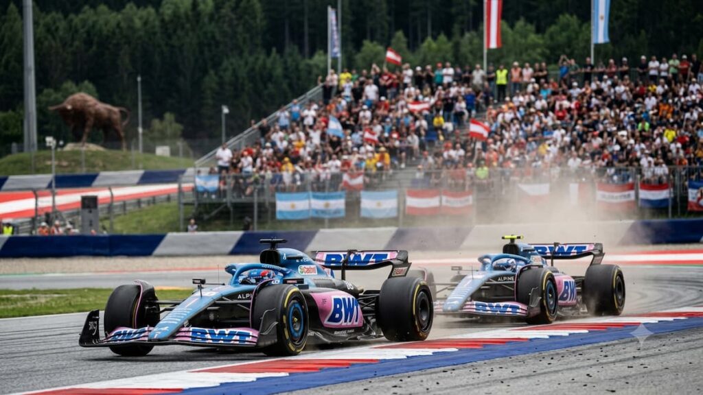 Los dos Alpine durante el Gran Premio de Austria.