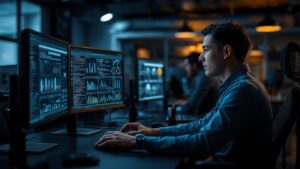 Periodistas trabajando con herramientas de inteligencia artificial