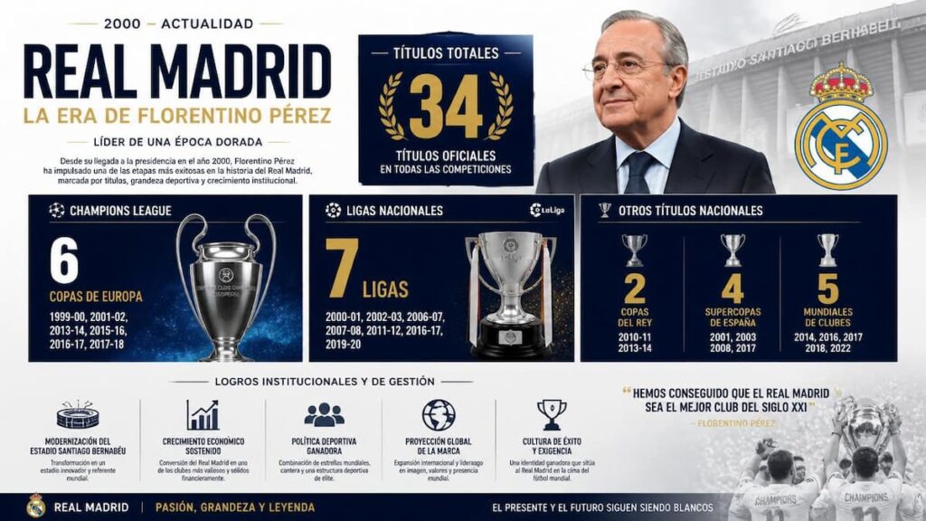 Los títulos obtenidos durante la gestión de Florentino Pérez