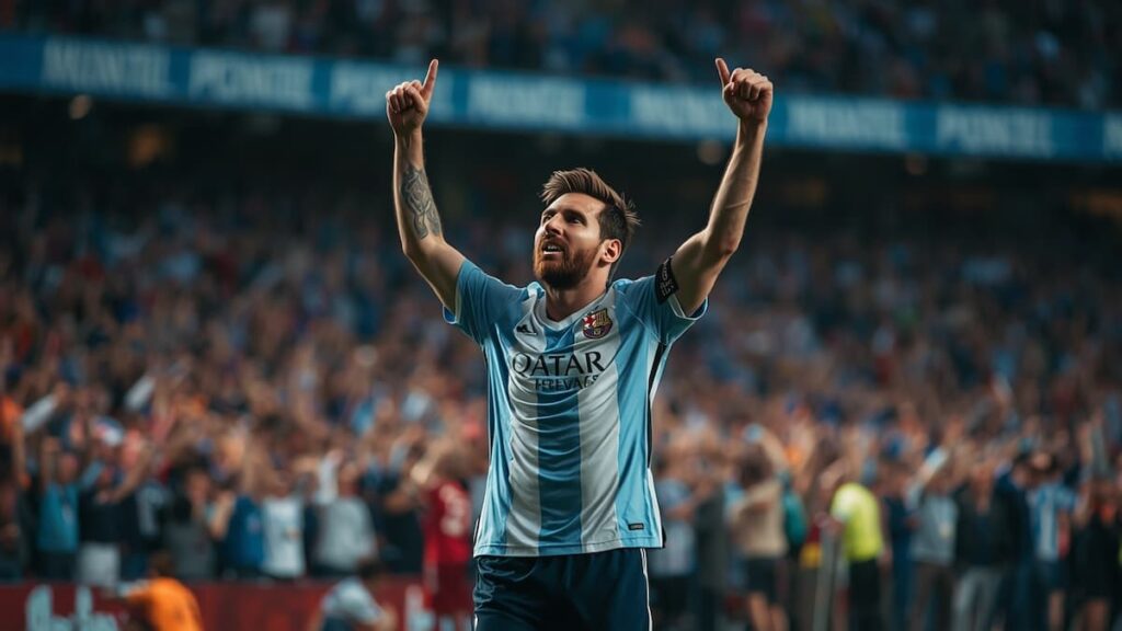 Messi celebra uno de sus goles ante Argelia