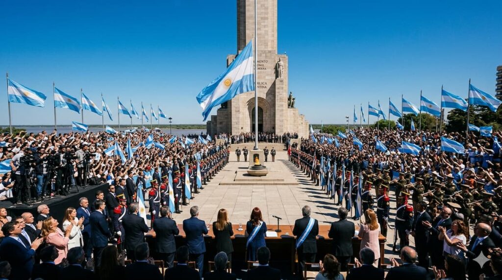 Monumento Nacional a la Bandera durante los actos oficiales en Rosario
