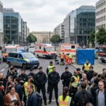Operativo policial durante una marcha multitudinaria en Berlín.