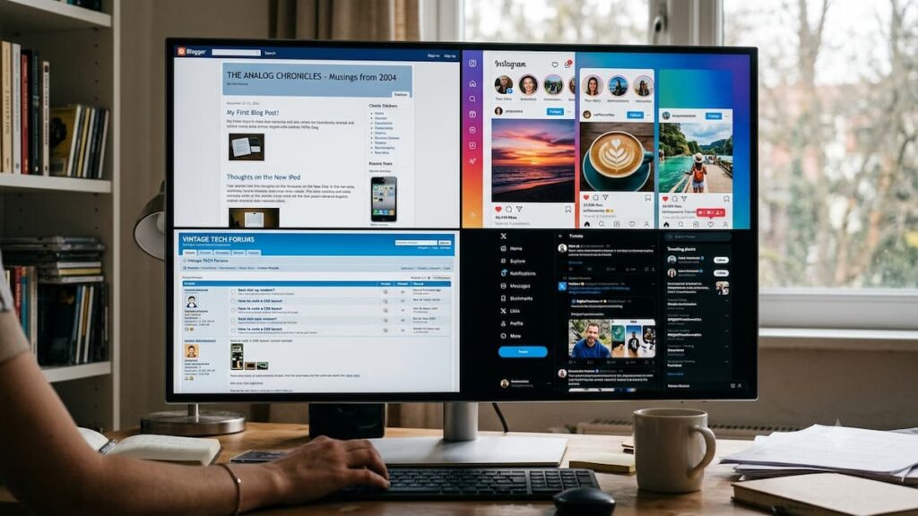 Comparación entre blogs tradicionales y redes sociales.