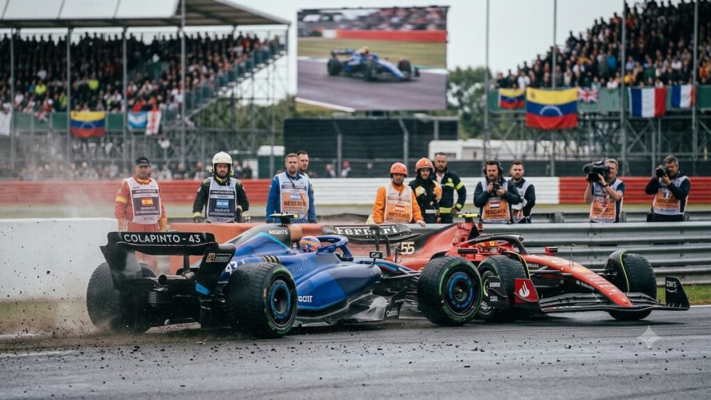 Colapinto realiza un sobrepaso en Silverstone.
