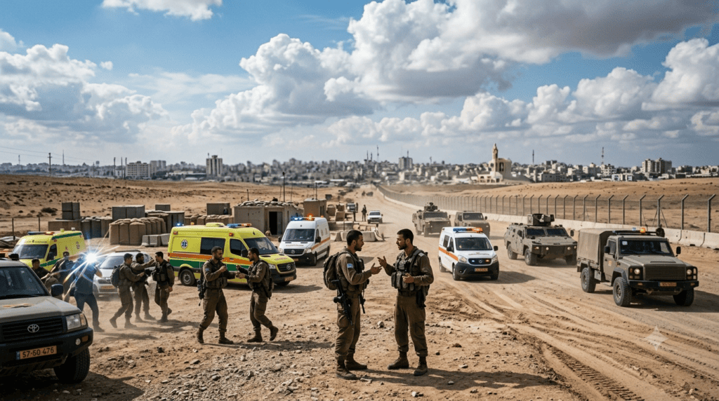 Puesto de control israelí en la frontera con Gaza.