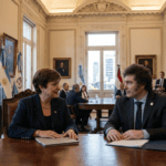 Kristalina Georgieva y Javier Milei durante una reunión oficial.