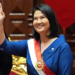 Keiko Fujimori durante su asunción como presidenta de Perú.