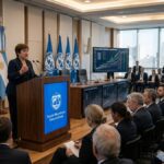 Kristalina Georgieva durante una conferencia en Argentina.