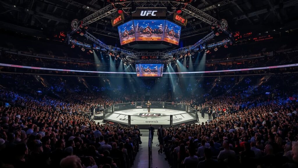 Octágono preparado para un evento de UFC.
