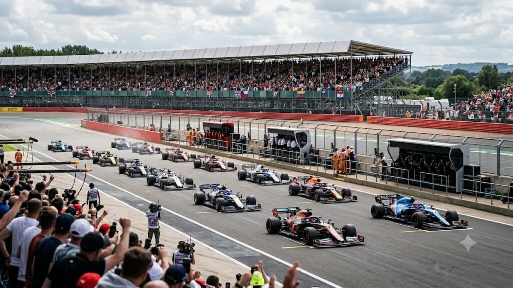 Monoplazas alineados antes del inicio de una carrera de Fórmula 1.