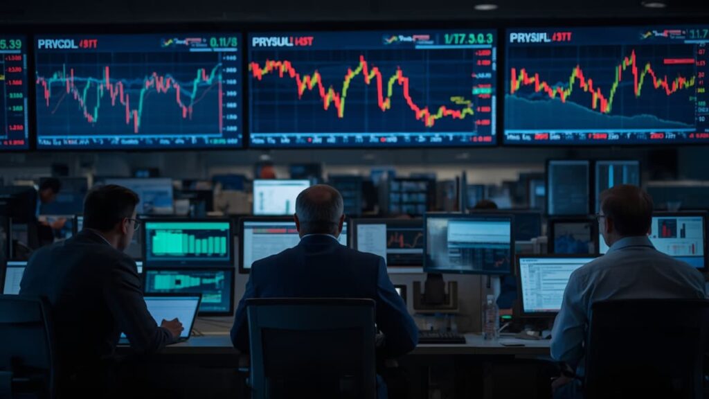 Panel bursátil con la caída del índice S&P Merval.