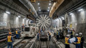 El tren japonés que promete viajar a más de 500 km/h acumula retrasos y sobrecostos Obras de construcción de túneles para el Maglev.