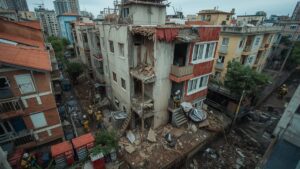 Viviendas sociales dañadas tras el terremoto en Venezuela.