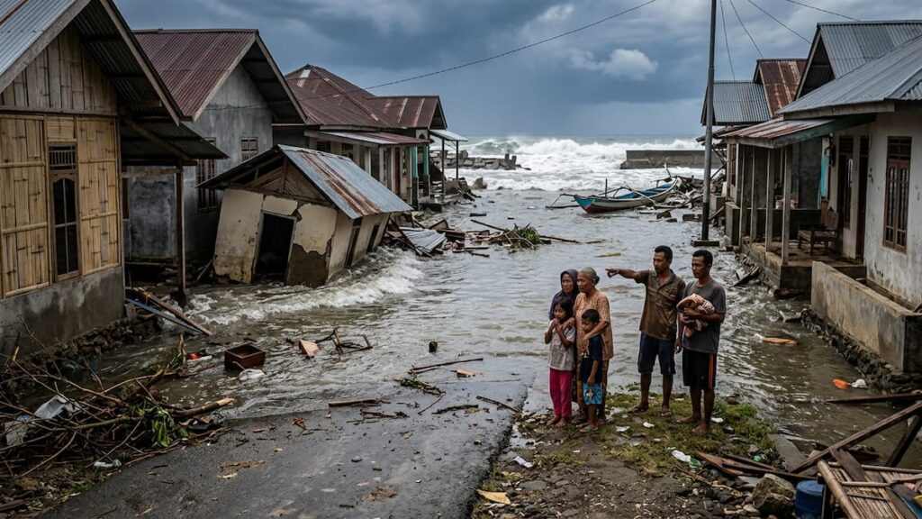 Fuertes oleajes e inundaciones tras el terremoto en Indonesia