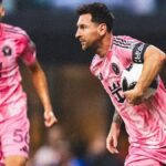 Lionel Messi celebra uno de sus goles con Inter Miami ante Atlético de San Luis.