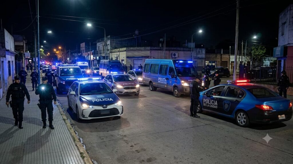 Operativo policial para localizar a los sospechosos en Merlo.