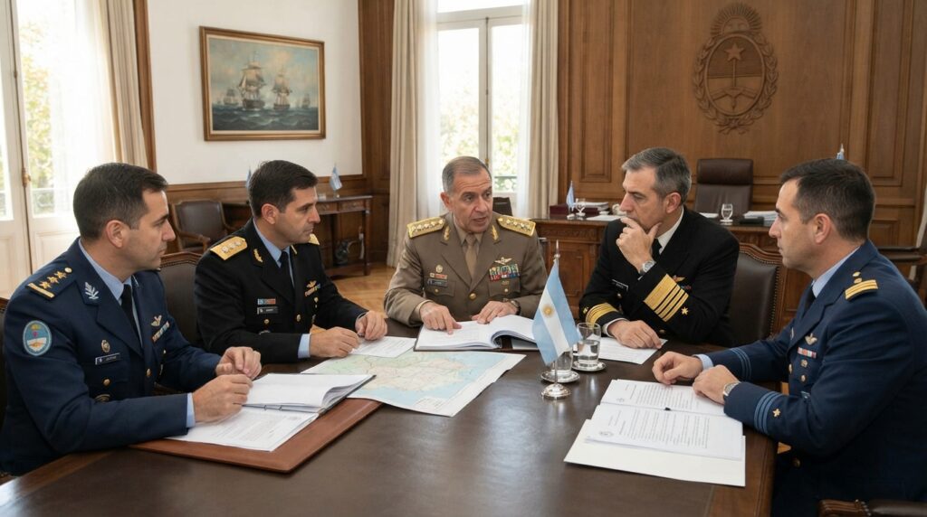 Autoridades militares en una reunión oficial de las fuerzas armadas
