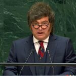El presidente Javier Milei durante su discurso en la Asamblea de la ONU