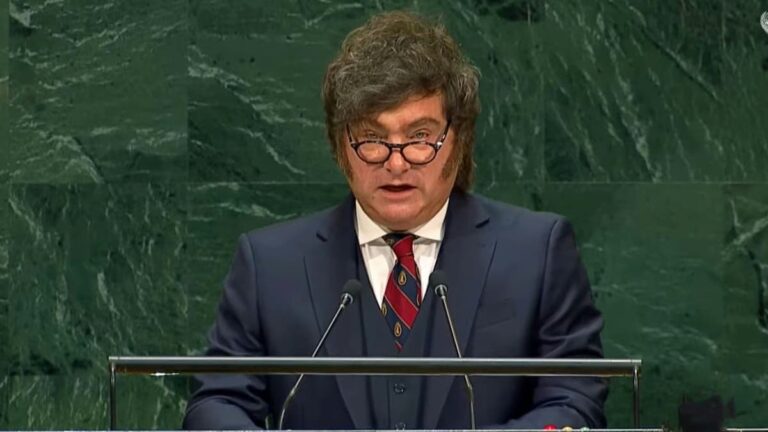 El presidente Javier Milei durante su discurso en la Asamblea de la ONU