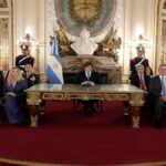 Javier Milei durante la cadena nacional por Malvinas