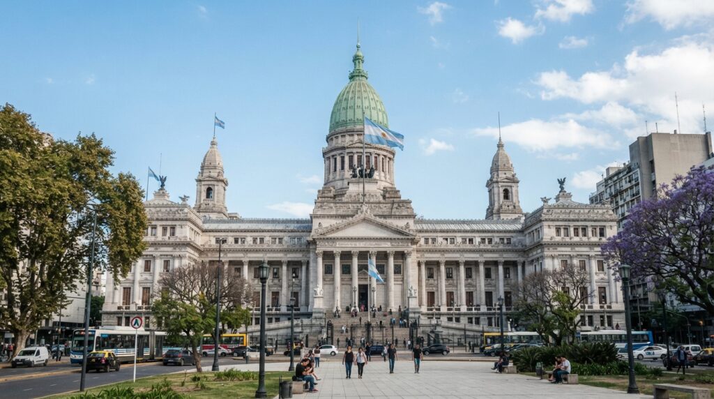 Fachada del Congreso de la Nación en Buenos Aires