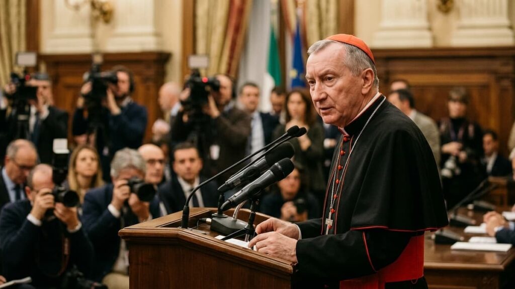 El cardenal Pietro Parolin brinda declaraciones a la prensa