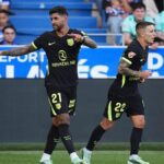 Cristian Cuti Romero festeja su gol de cabeza con el Atlético de Madrid ante Alavés